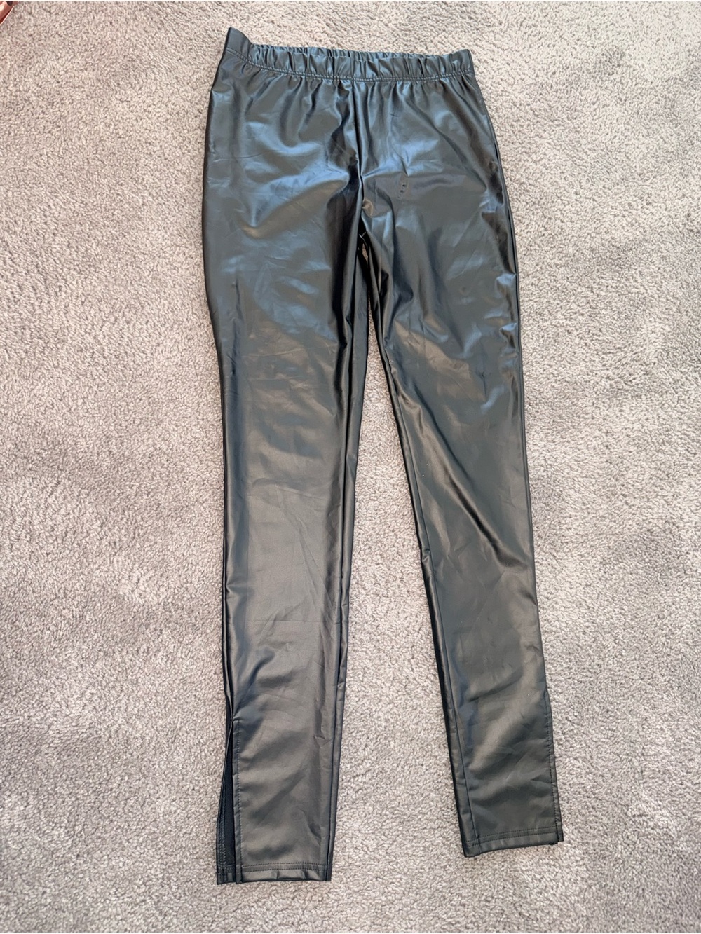 SHEIN Black Faux Leather Waistband Leggings ENTIRE CLOSET $5